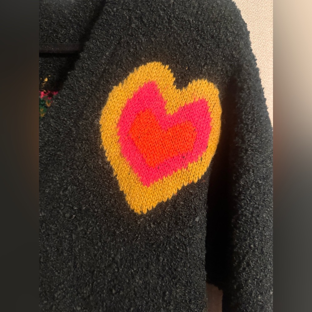 NATURAL LIFE Black Cardigan with Colorful Heart - Picture 3 of 6